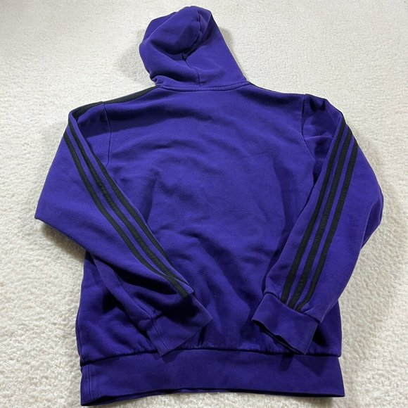 Adidas Hoodie Mens Small Purple Pullover Black Stripe Hooded Activewear - Picture 8 of 9